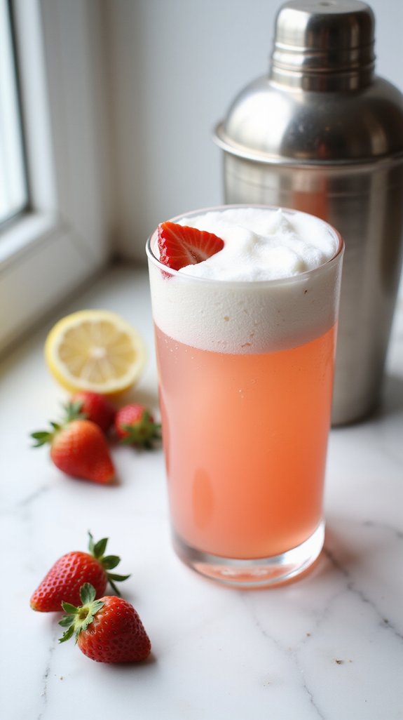strawberry infused gin fizz