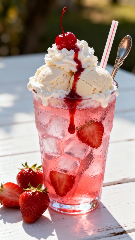 strawberry vanilla ice cream float