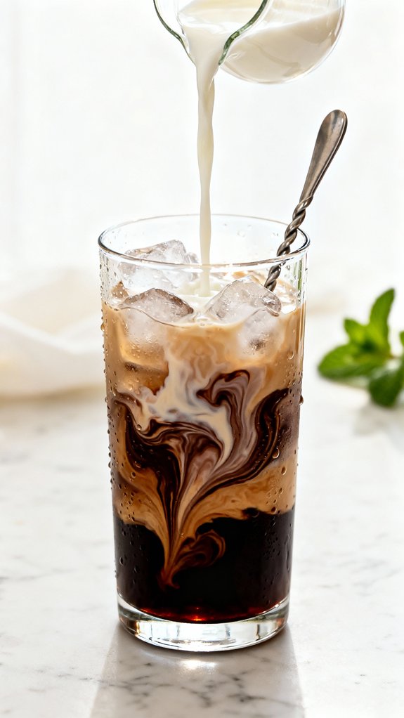 swirling milk with chocolate mint