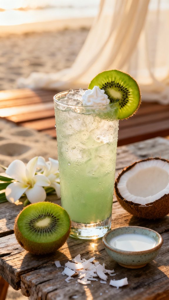 tropical kiwi coconut mocktail