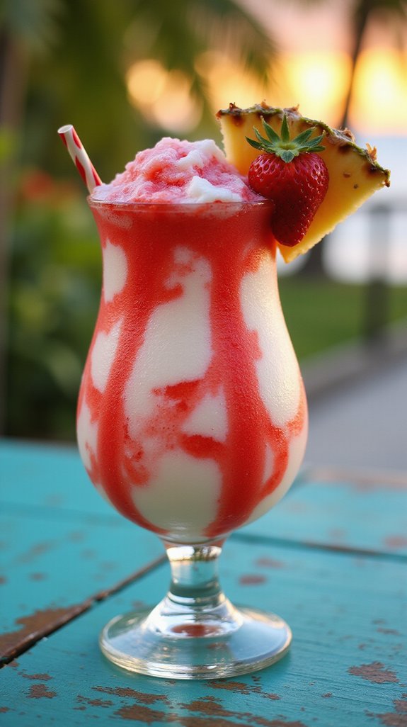 tropical layered frozen cocktail