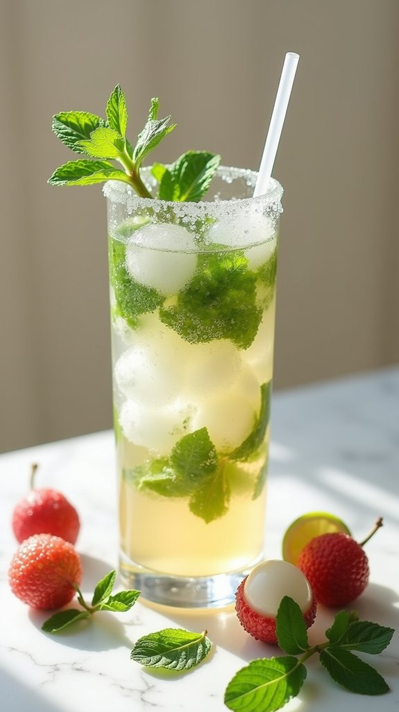 tropical lychee mint cocktail