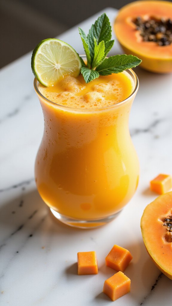 tropical papaya rum cocktail