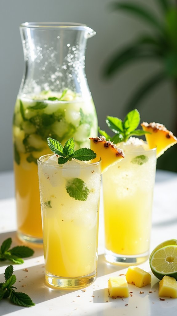 tropical pineapple coconut mojitos