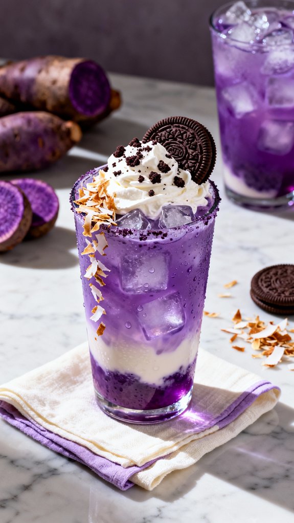 ube mocktail with tropical flair