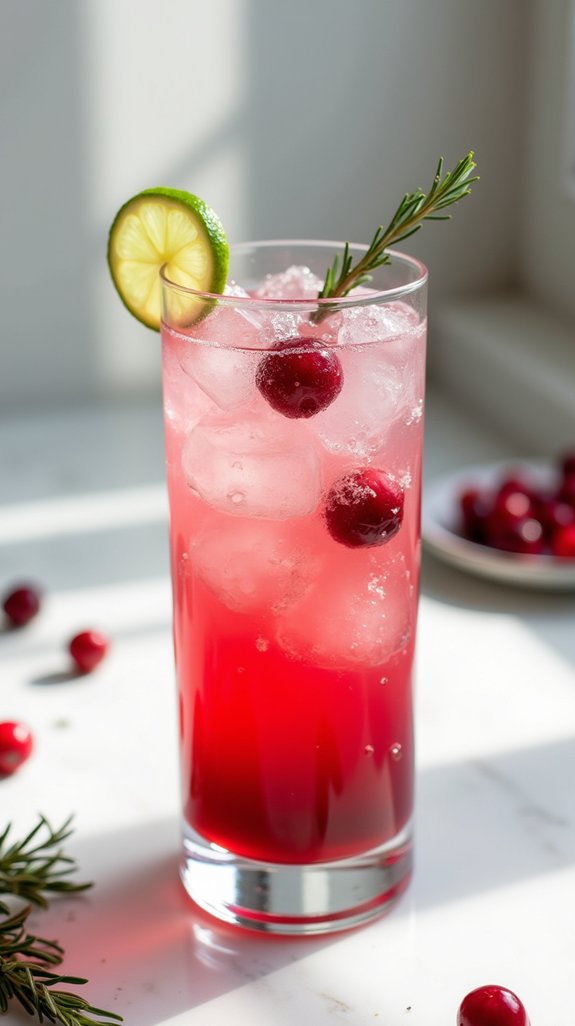 vibrant effervescent cranberry cocktail