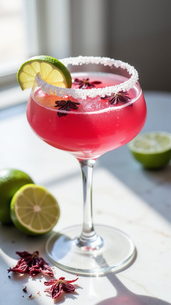 vibrant floral tequila cocktail