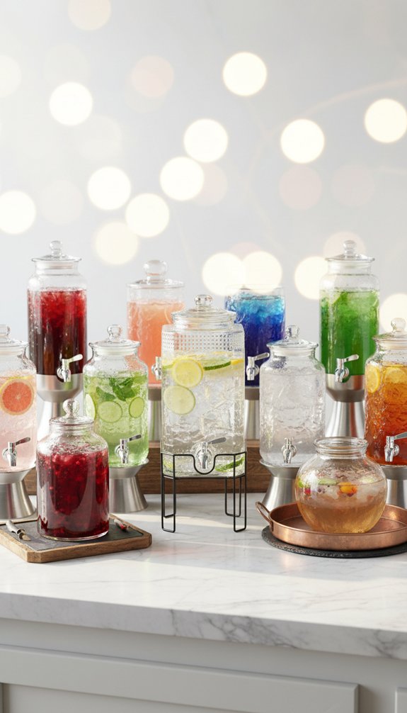ten glass beverage dispensers